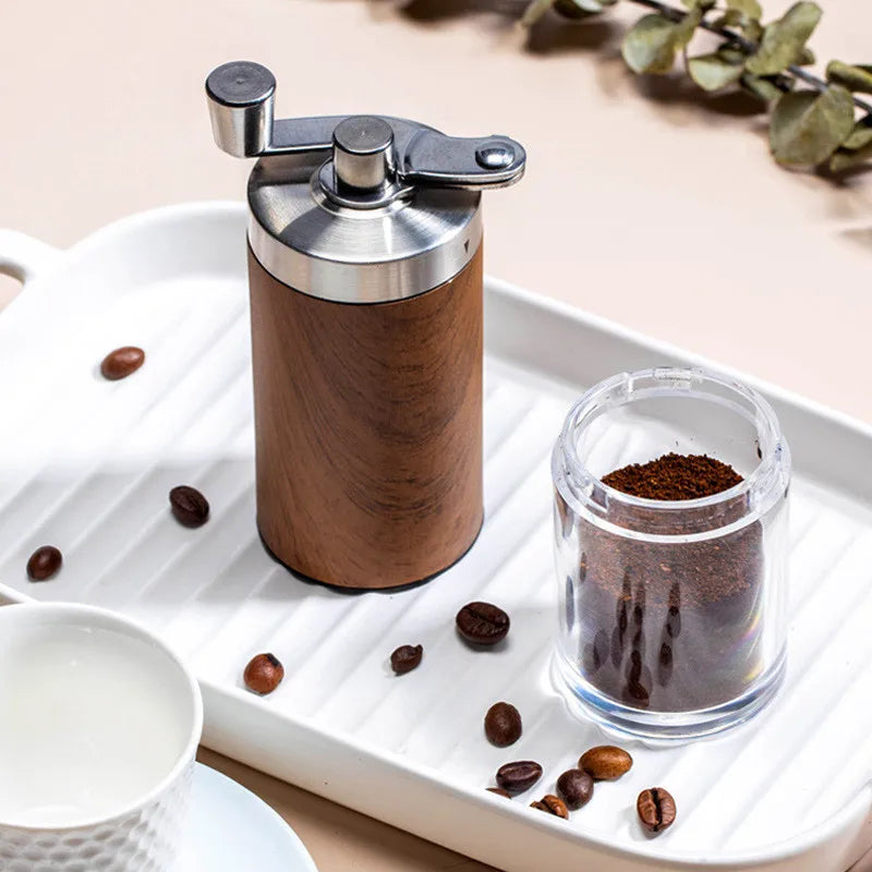 Portable Coffee Bean Grinder Wood Grain Stainless Steel Crank Hand Grind Hand Coffee Grinder Kitchen Tool