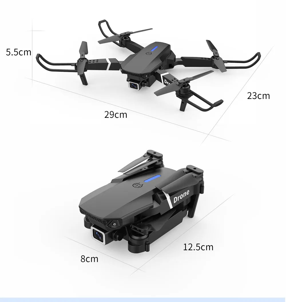 Professional Drone E88 4k wide-angle HD camera WiFi fpv height Hold Foldable RC quadrotor helicopter Camera-free children's toys