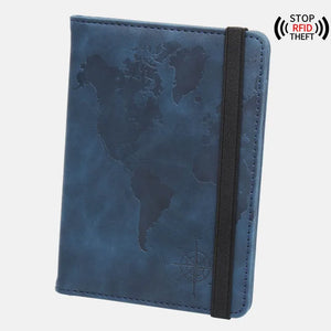 RFID World Map Passport Holder Travel Wallet Clip Strap Anti-magnetic Multi-card Porta Pasaporte Elastic Band Ticket Clip