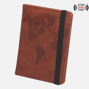 RFID World Map Passport Holder Travel Wallet Clip Strap Anti-magnetic Multi-card Porta Pasaporte Elastic Band Ticket Clip