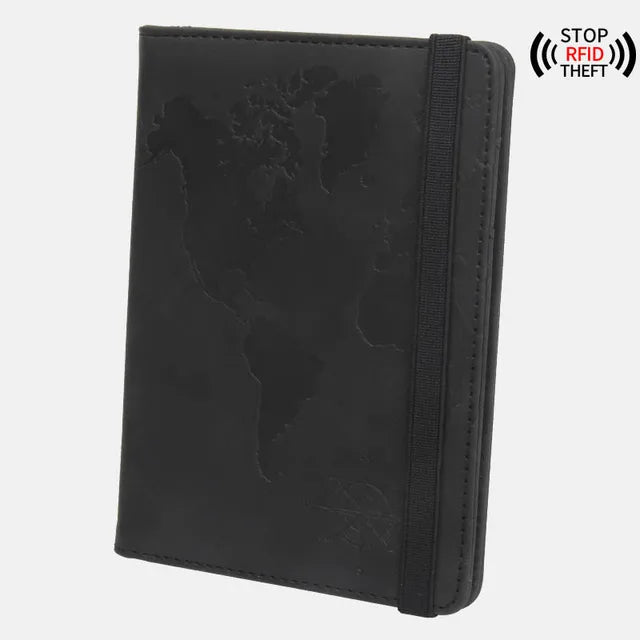 RFID World Map Passport Holder Travel Wallet Clip Strap Anti-magnetic Multi-card Porta Pasaporte Elastic Band Ticket Clip