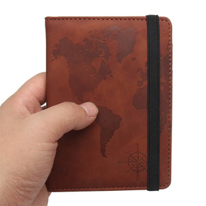 RFID World Map Passport Holder Travel Wallet Clip Strap Anti-magnetic Multi-card Porta Pasaporte Elastic Band Ticket Clip