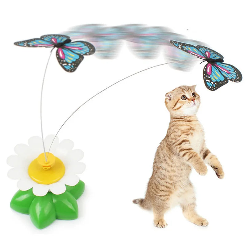 Rotating Electric Flying Butterfly Colorful Interactive Cat Dog Automatic Humming Bird Intelligence Training Rotating Funny Toys