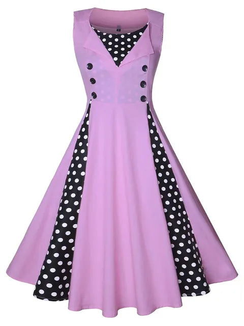 S-5XL Women Robe Retro Vintage Dress 50s 60s Rockabilly Dot Swing Pin Up Summer Party Dresses Elegant Tunic Vestidos Casual