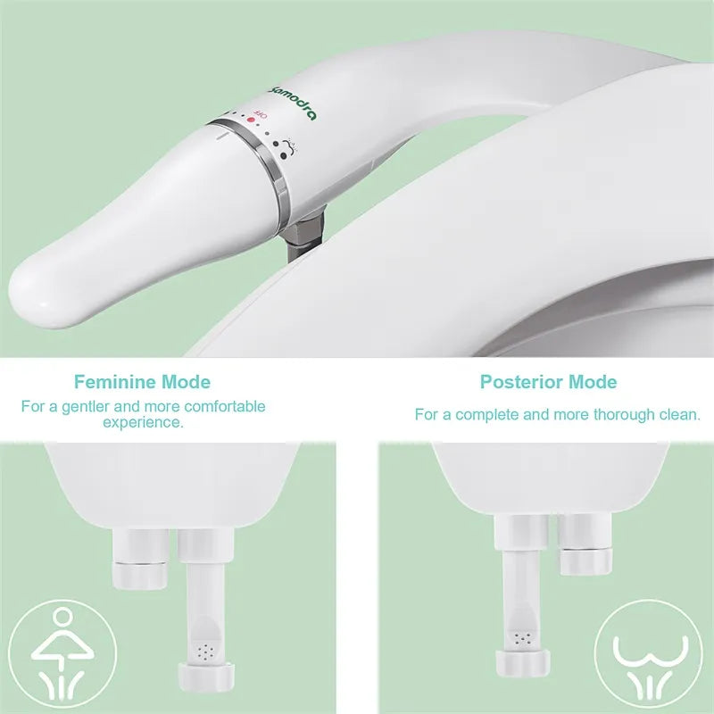 SAMODRA Toilet Bidet Ultra-Slim Bidet Toilet Seat Attachment With Brass Inlet Adjustable Water Pressure Bathroom Hygienic Shower