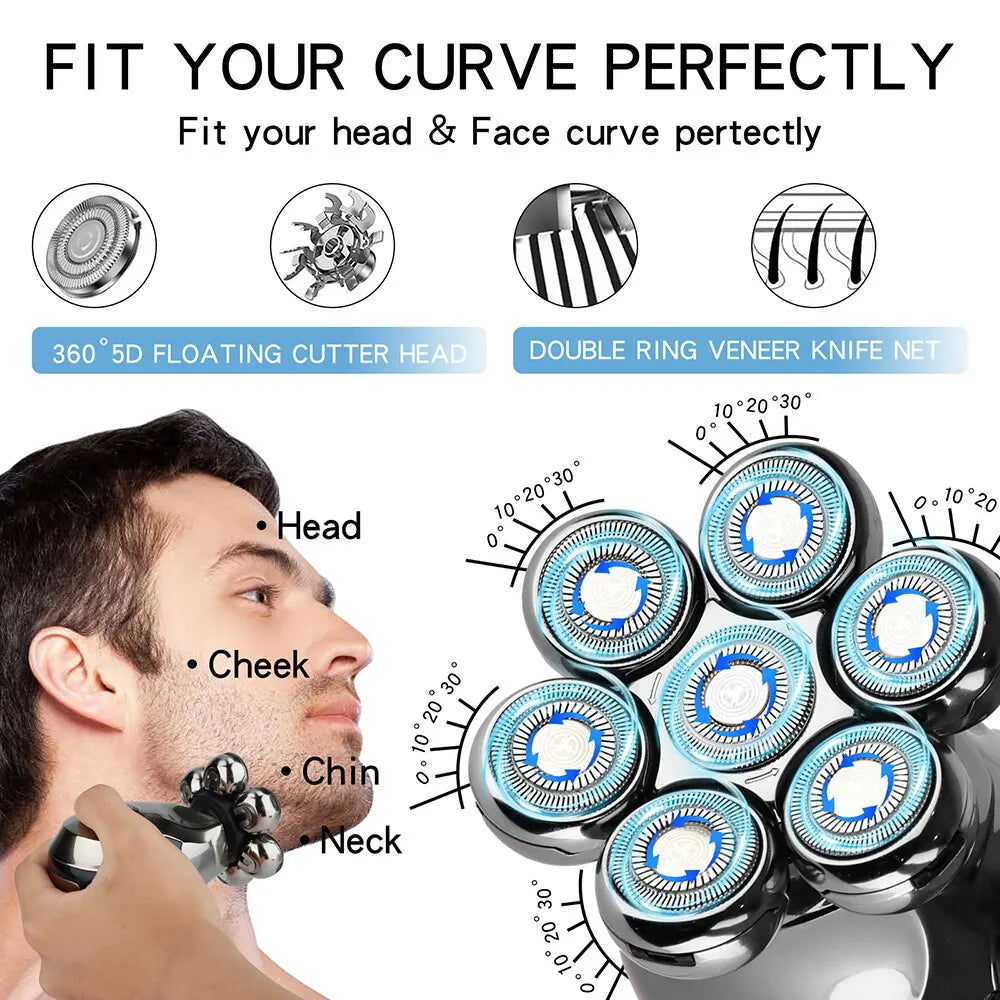 Seven Blade Electric Shaver New Floating Razor Multi Function Shaver USB Rechargeable Hair Magic Bald Head Artifact Beard Knife