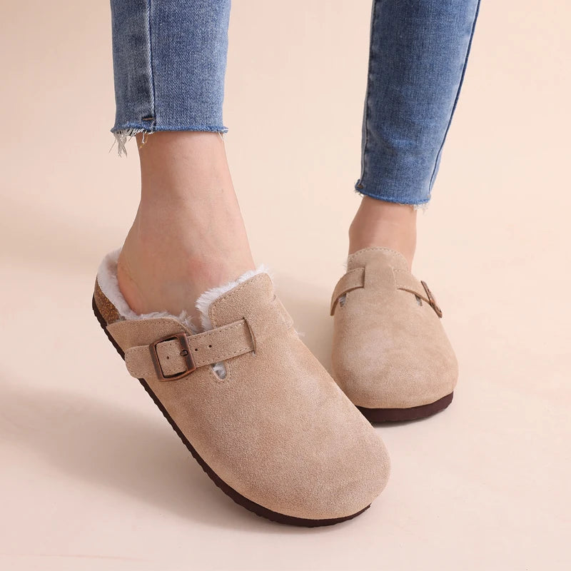 Shevalues Classic Clogs Slippers For Women Men Unisex Summer Clogs Sandals Home Fuzzy Cork Footbed Mules Thick-Soled Beach Shoes