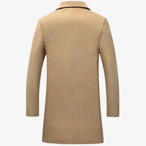 Single Breasted Lapel Long Coat Jacket Fashion Autumn Winter Casual Overcoat Plus Size Trench Men's Woolen Coats Solid Color