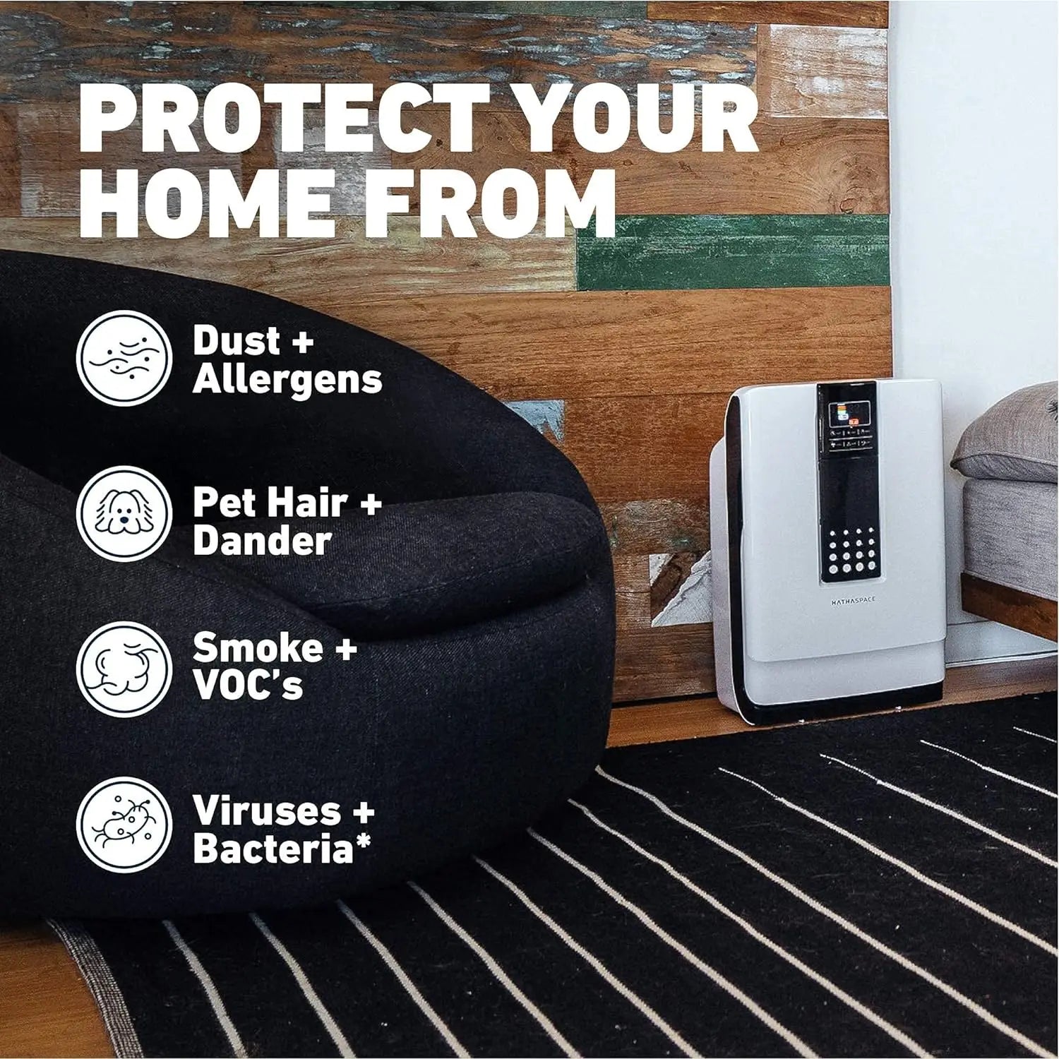 Smart Air Purifiers for Home, Large Room - HSP001 - True HEPA Air Purifier, Cleaner & Filter for Allergies, Smoke,