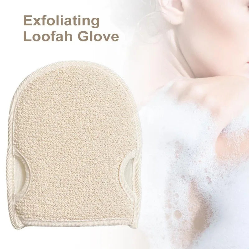 Soft Natural Loofah Glove Double-sided Body Scrub Sponge Pad Bath Scrubber Mitt For Shower Spa Skin Clean Bath Gloves