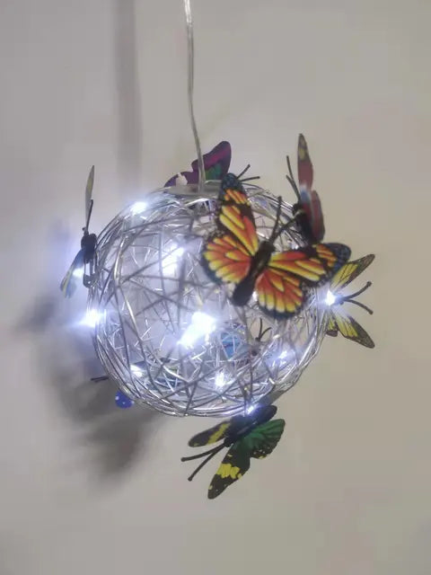 Solar Luminous Butterflies Round Ball Light Outdoor Waterproof Garden Courtyard Landscape Pathway Home Decorative Lighting Lamp