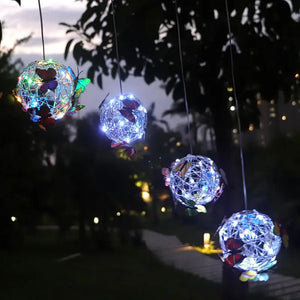 Solar Luminous Butterflies Round Ball Light Outdoor Waterproof Garden Courtyard Landscape Pathway Home Decorative Lighting Lamp