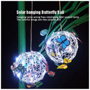 Solar Luminous Butterflies Round Ball Light Outdoor Waterproof Garden Courtyard Landscape Pathway Home Decorative Lighting Lamp