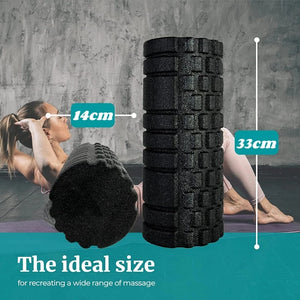 Solid Color Foam Roller With Grooves Massage Point Yoga Roller Pilates Massage Roller Fitness Gym Exercise Relaxing Muscle 33cm