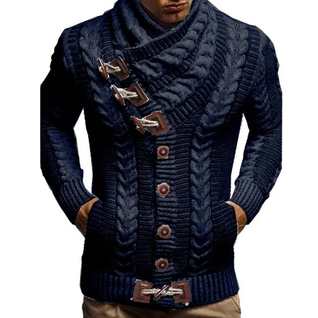 Stylish Men Sweater Long Sleeve Streetwear Super Soft Knitting High Collar Sweater Cardigan Sweater