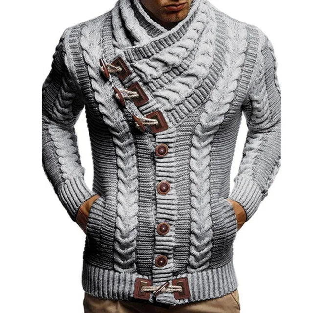 Stylish Men Sweater Long Sleeve Streetwear Super Soft Knitting High Collar Sweater Cardigan Sweater