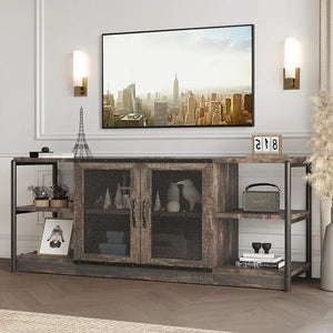 TV Stand for 65+ Inch TV, Industrial Entertainment Center TV Media Console Table, Farmhouse TV Stand