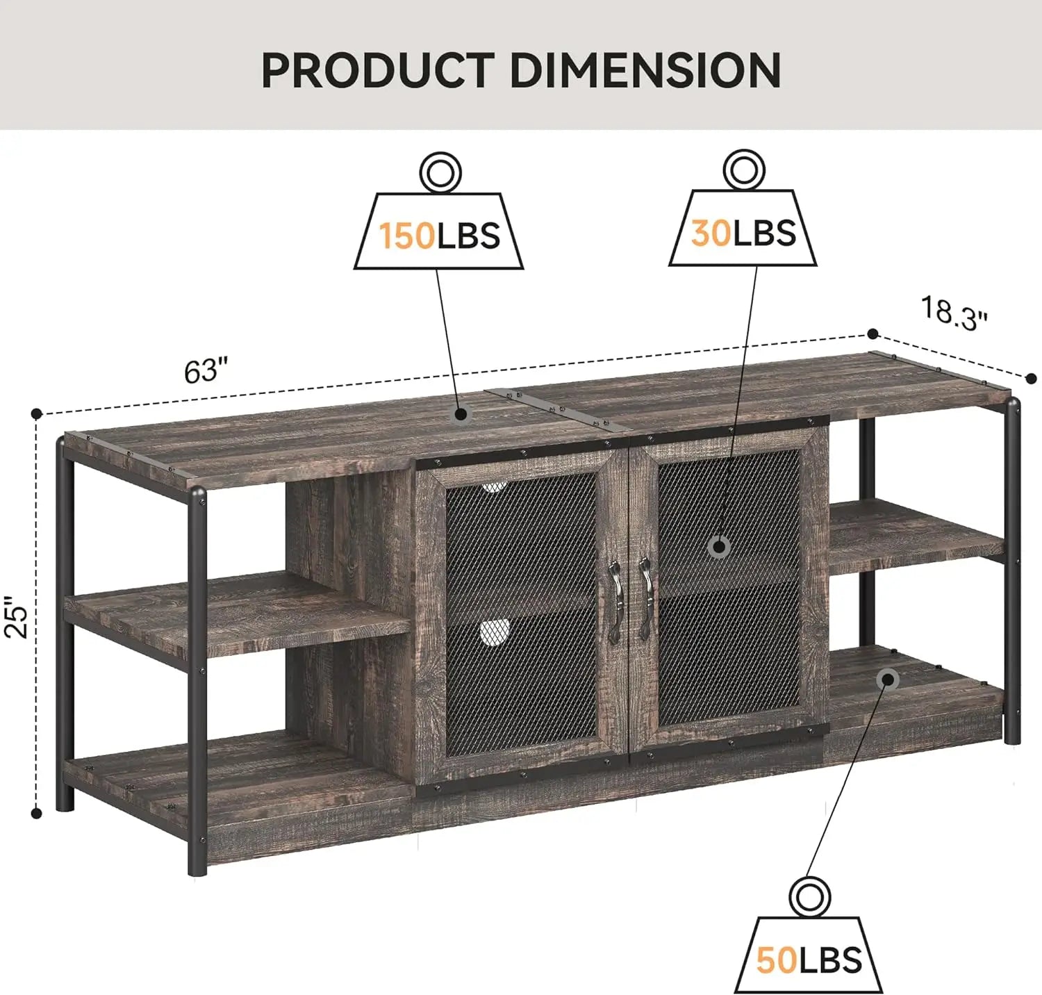 TV Stand for 65+ Inch TV, Industrial Entertainment Center TV Media Console Table, Farmhouse TV Stand