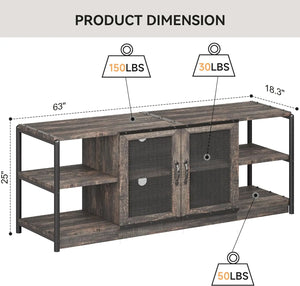 TV Stand for 65+ Inch TV, Industrial Entertainment Center TV Media Console Table, Farmhouse TV Stand