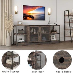 TV Stand for 65+ Inch TV, Industrial Entertainment Center TV Media Console Table, Farmhouse TV Stand