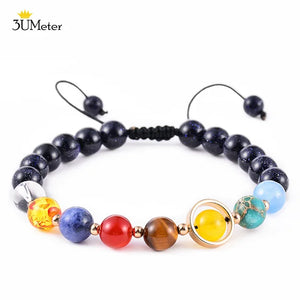 The Eight Planets Bracelets Natural Stone Beads Chakra Yoga Bracelet Universe Galaxy Solar System Bracelets for Men Women Gifts