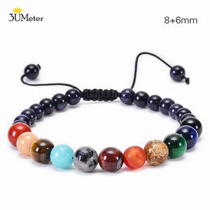 The Eight Planets Bracelets Natural Stone Beads Chakra Yoga Bracelet Universe Galaxy Solar System Bracelets for Men Women Gifts