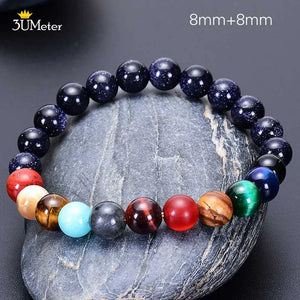 The Eight Planets Bracelets Natural Stone Beads Chakra Yoga Bracelet Universe Galaxy Solar System Bracelets for Men Women Gifts