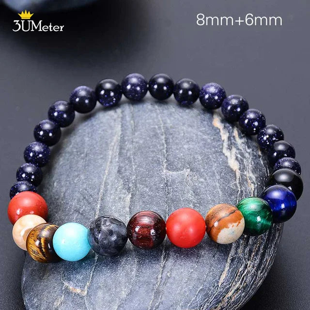 The Eight Planets Bracelets Natural Stone Beads Chakra Yoga Bracelet Universe Galaxy Solar System Bracelets for Men Women Gifts