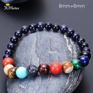 The Eight Planets Bracelets Natural Stone Beads Chakra Yoga Bracelet Universe Galaxy Solar System Bracelets for Men Women Gifts