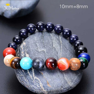 The Eight Planets Bracelets Natural Stone Beads Chakra Yoga Bracelet Universe Galaxy Solar System Bracelets for Men Women Gifts