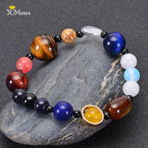 The Eight Planets Bracelets Natural Stone Beads Chakra Yoga Bracelet Universe Galaxy Solar System Bracelets for Men Women Gifts