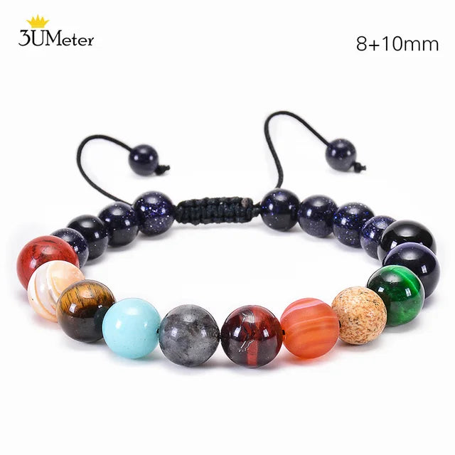 The Eight Planets Bracelets Natural Stone Beads Chakra Yoga Bracelet Universe Galaxy Solar System Bracelets for Men Women Gifts