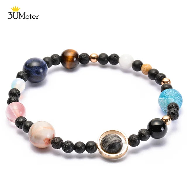 The Eight Planets Bracelets Natural Stone Beads Chakra Yoga Bracelet Universe Galaxy Solar System Bracelets for Men Women Gifts