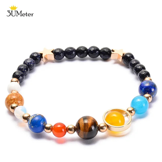 The Eight Planets Bracelets Natural Stone Beads Chakra Yoga Bracelet Universe Galaxy Solar System Bracelets for Men Women Gifts