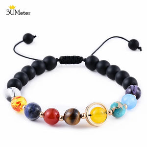 The Eight Planets Bracelets Natural Stone Beads Chakra Yoga Bracelet Universe Galaxy Solar System Bracelets for Men Women Gifts