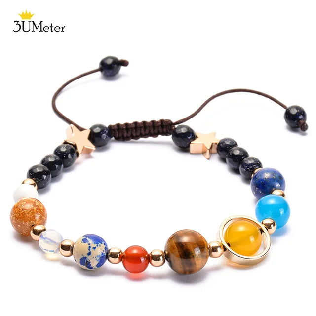 The Eight Planets Bracelets Natural Stone Beads Chakra Yoga Bracelet Universe Galaxy Solar System Bracelets for Men Women Gifts