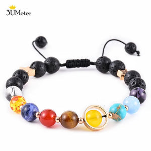 The Eight Planets Bracelets Natural Stone Beads Chakra Yoga Bracelet Universe Galaxy Solar System Bracelets for Men Women Gifts