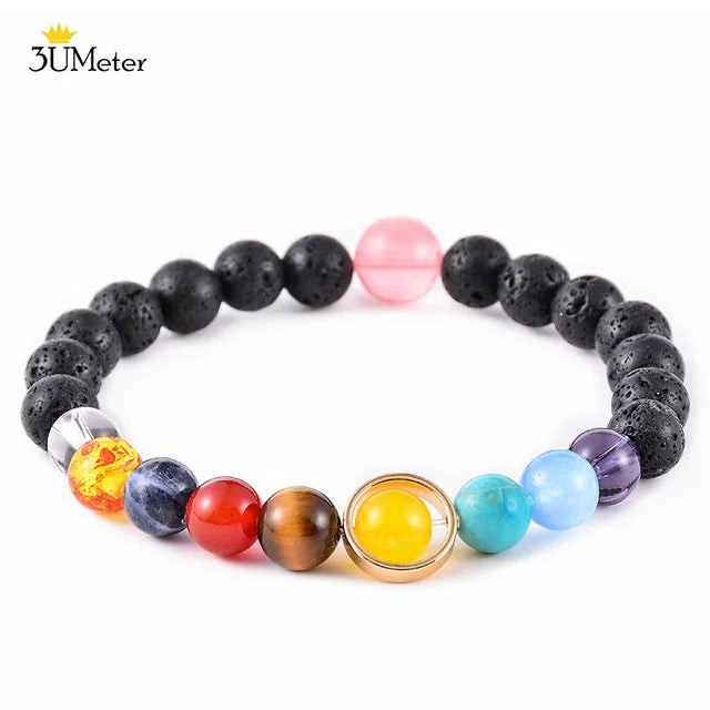 The Eight Planets Bracelets Natural Stone Beads Chakra Yoga Bracelet Universe Galaxy Solar System Bracelets for Men Women Gifts