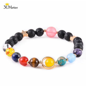 The Eight Planets Bracelets Natural Stone Beads Chakra Yoga Bracelet Universe Galaxy Solar System Bracelets for Men Women Gifts