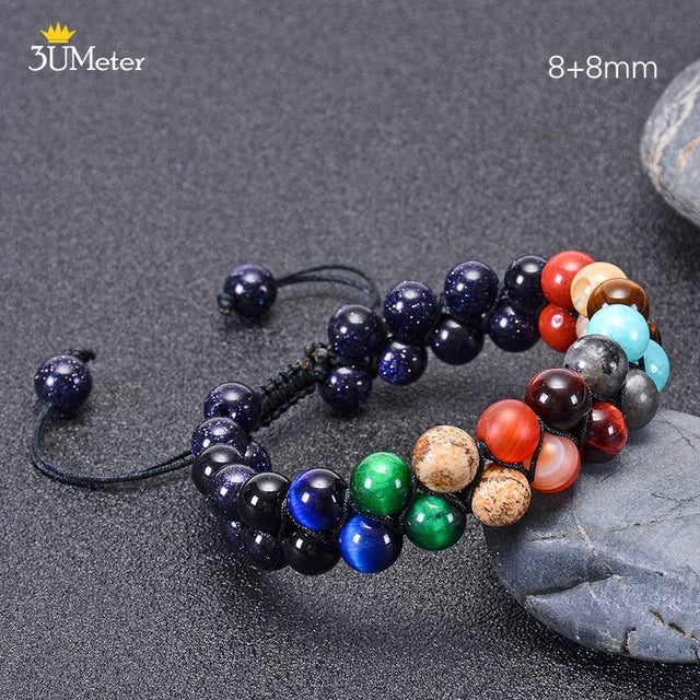 The Eight Planets Bracelets Natural Stone Beads Chakra Yoga Bracelet Universe Galaxy Solar System Bracelets for Men Women Gifts