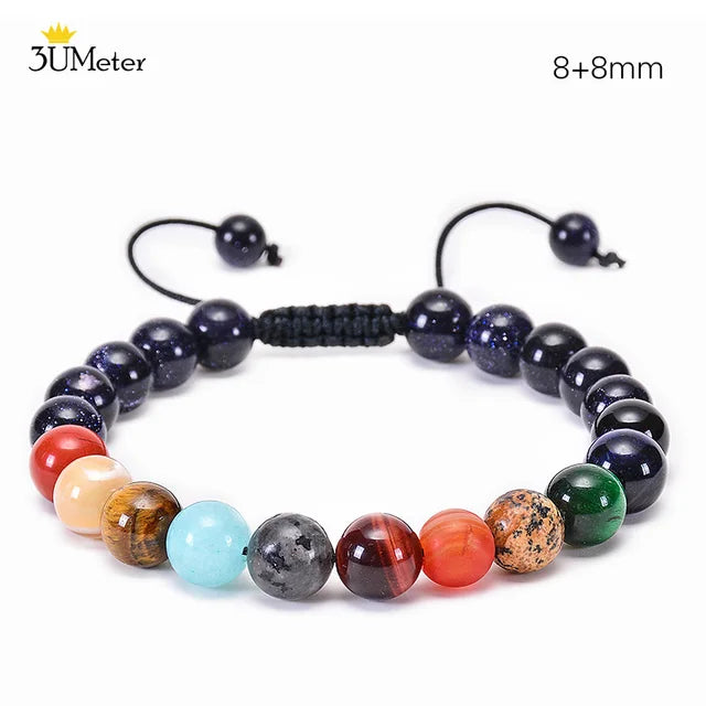 The Eight Planets Bracelets Natural Stone Beads Chakra Yoga Bracelet Universe Galaxy Solar System Bracelets for Men Women Gifts