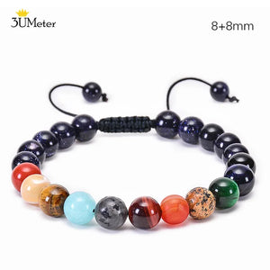 The Eight Planets Bracelets Natural Stone Beads Chakra Yoga Bracelet Universe Galaxy Solar System Bracelets for Men Women Gifts