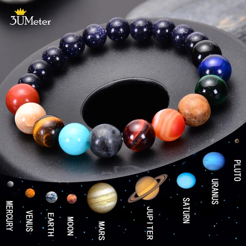 The Eight Planets Bracelets Natural Stone Beads Chakra Yoga Bracelet Universe Galaxy Solar System Bracelets for Men Women Gifts