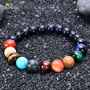 The Eight Planets Bracelets Natural Stone Beads Chakra Yoga Bracelet Universe Galaxy Solar System Bracelets for Men Women Gifts