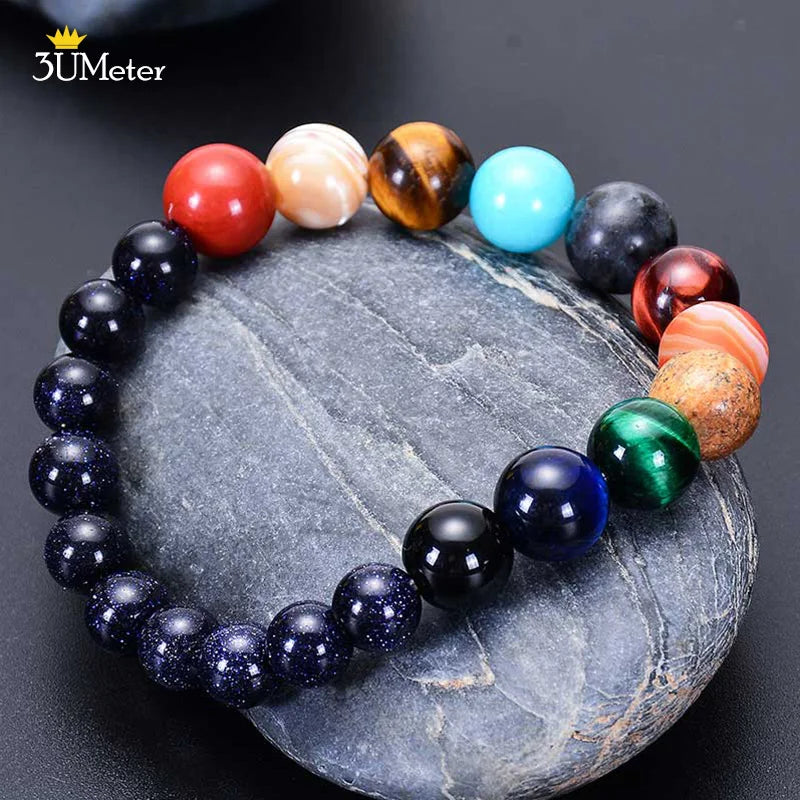 The Eight Planets Bracelets Natural Stone Beads Chakra Yoga Bracelet Universe Galaxy Solar System Bracelets for Men Women Gifts