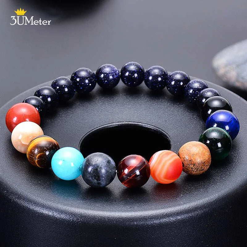 The Eight Planets Bracelets Natural Stone Beads Chakra Yoga Bracelet Universe Galaxy Solar System Bracelets for Men Women Gifts