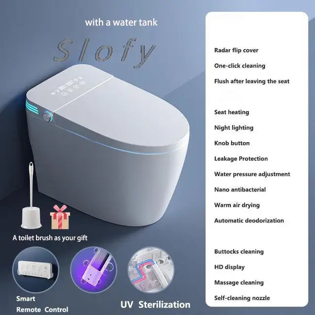 Toilet Smart Toilet Auto Lid Closing Heated Toilet Seat Lid Modern Tankless Toilet Remote Control Night Light White For Bathroom