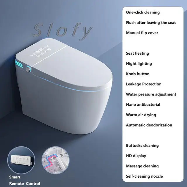 Toilet Smart Toilet Auto Lid Closing Heated Toilet Seat Lid Modern Tankless Toilet Remote Control Night Light White For Bathroom