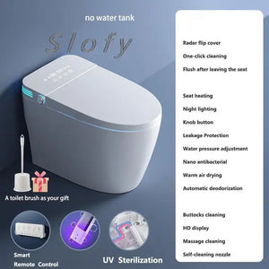 Toilet Smart Toilet Auto Lid Closing Heated Toilet Seat Lid Modern Tankless Toilet Remote Control Night Light White For Bathroom