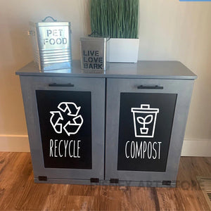 Trash and Recycle Rubbish Trash Can Wheelie Bin Vinyl Sticker Compost Decals Farmhouse Laundry Pantry Kitchen Organization Decal